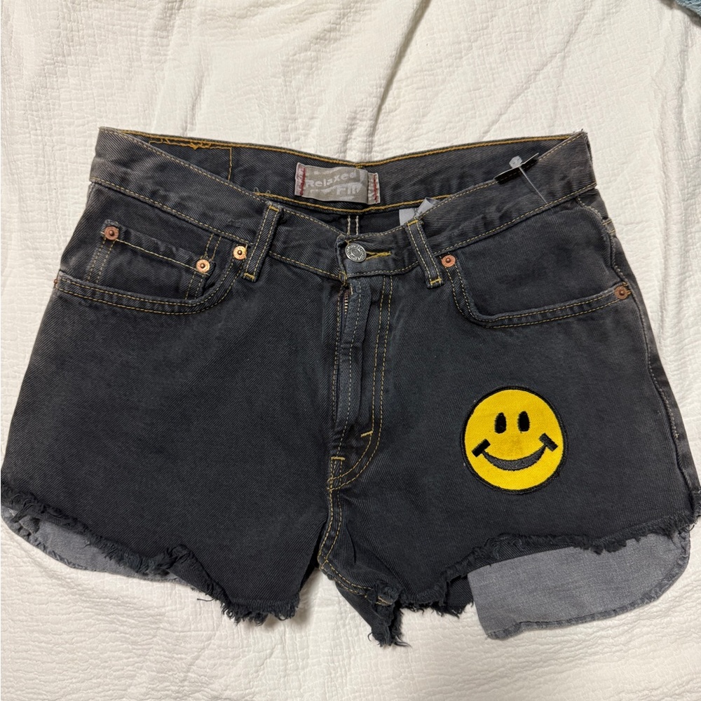 Upcycled Levi’s Black denim shorts